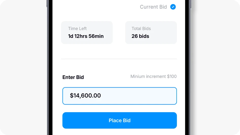 Place a bid on a vehicle